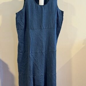 NWT J. Jill Sleeveless Tiered Blue Denim Midi Dress Size 3X